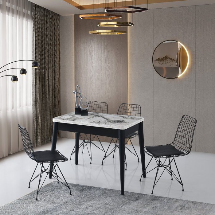 Hanah Home Dolunay - 1281 Mesa de comedor extensible mármol blanco Hanah Home Dolunay - 1281 Mesa de comedor extensible mármol blanco